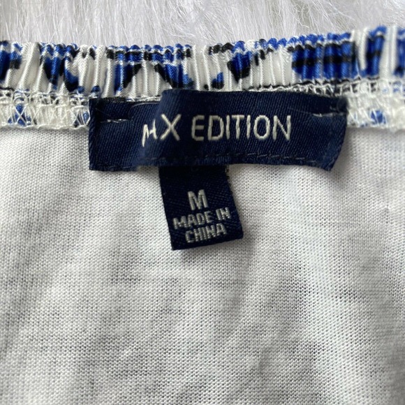 Max Edition Sz M Skirt Ribbon Trim Stretch Knee Length Elastic Waist Womens Blue - Picture 3 of 7